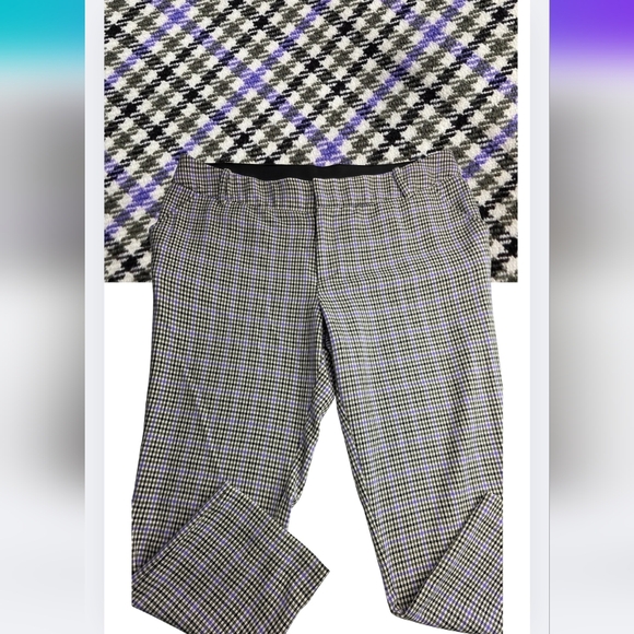Ava & Viv Pants - Ava & Viv Plaid Pants 18W Black White Purple Stretch Winter Fall Work Ca-2573